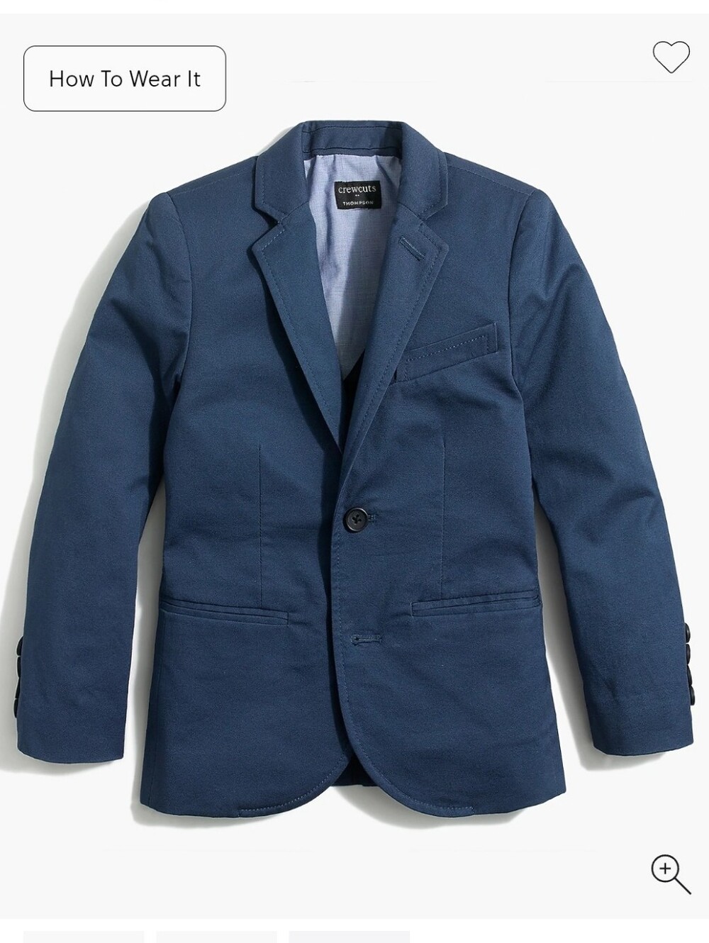 J.Crew Factory Boys Thompson Suit Jacket Blazer In Flex Chino Union Blue 6-7